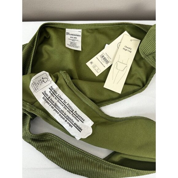 No Boundaries Green Ribbed Bikini Bottoms XXL 20 Cheeky High-Leg Swim y2k glam - Picture 5 of 5